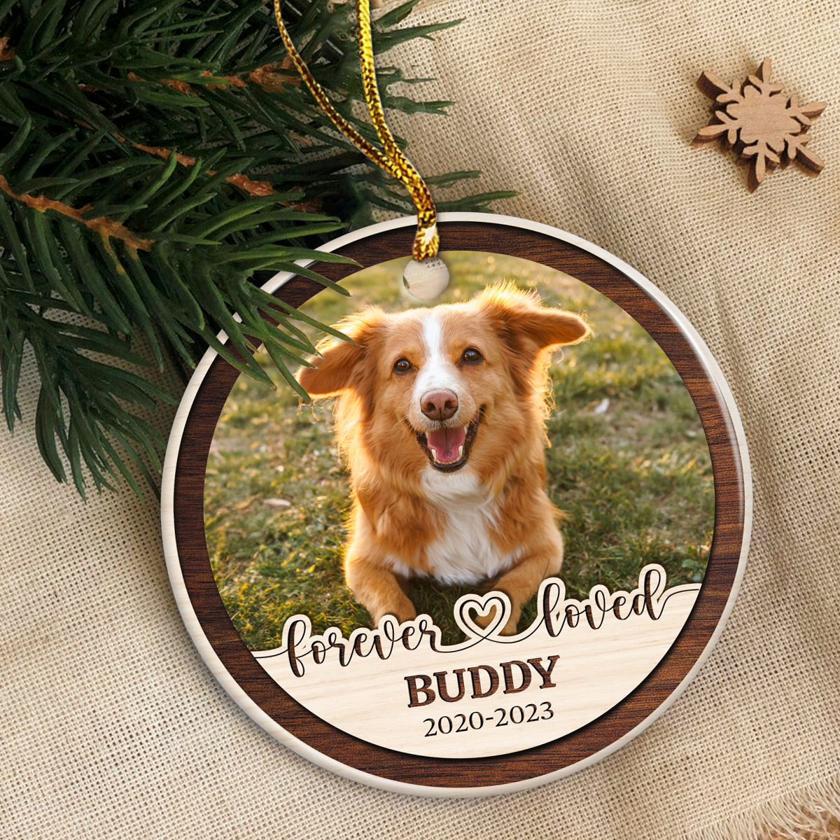 Personalized Pet Memorial Ornaments - If Love Could Have Saved You Christmas Double Sided Ceramic Ornament with Photo Picture - Sympathy Remembrance Keepsake Gifts for Loss of Dogs Cats Pets