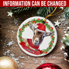 Personalized Goat Ornament Custom Name Christmas Ceramic Ornaments Hanging Christmas Tree Decoration Keepsake Gifts for Goats Lover Farmer