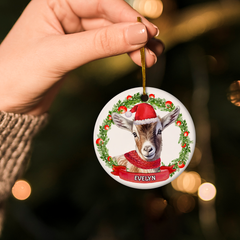 Personalized Goat Ornament Custom Name Christmas Ceramic Ornaments Hanging Christmas Tree Decoration Keepsake Gifts for Goats Lover Farmer