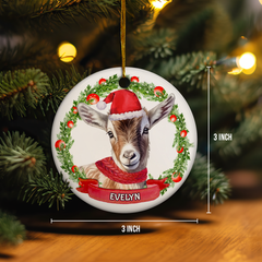 Personalized Goat Ornament Custom Name Christmas Ceramic Ornaments Hanging Christmas Tree Decoration Keepsake Gifts for Goats Lover Farmer