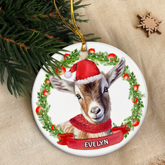 Personalized Goat Ornament Custom Name Christmas Ceramic Ornaments Hanging Christmas Tree Decoration Keepsake Gifts for Goats Lover Farmer