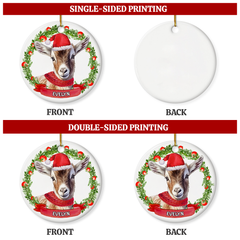 Personalized Goat Ornament Custom Name Christmas Ceramic Ornaments Hanging Christmas Tree Decoration Keepsake Gifts for Goats Lover Farmer