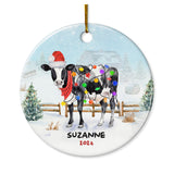 Personalized Cow Ornament Custom Name Christmas Cows Ceramic Ornaments Hanging Christmas Tree Decoration Keepsake Gifts