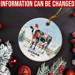 Personalized Cow Ornament Custom Name Christmas Cows Ceramic Ornaments Hanging Christmas Tree Decoration Keepsake Gifts