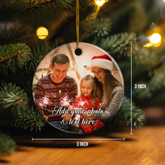 Personalized Christmas Ornament with Photo Picture Custom Ceramic Ornaments for Christmas Tree Create Your Own Ornament Keepsake Gifts Xmas Home Decorations