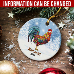 Personalized Chicken Ornament Custom Name Christmas Chickens Ceramic Ornaments Hanging Christmas Tree Decoration Keepsake Gifts