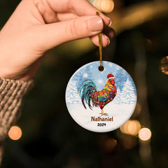 Personalized Chicken Ornament Custom Name Christmas Chickens Ceramic Ornaments Hanging Christmas Tree Decoration Keepsake Gifts