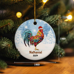 Personalized Chicken Ornament Custom Name Christmas Chickens Ceramic Ornaments Hanging Christmas Tree Decoration Keepsake Gifts