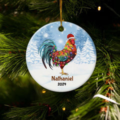 Personalized Chicken Ornament Custom Name Christmas Chickens Ceramic Ornaments Hanging Christmas Tree Decoration Keepsake Gifts