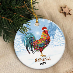 Personalized Chicken Ornament Custom Name Christmas Chickens Ceramic Ornaments Hanging Christmas Tree Decoration Keepsake Gifts