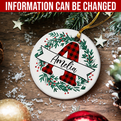 Personalized Christmas Ornaments with Name Monogram Initial Letter Christmas Ceramic Ornament Xmas Tree Decoration Gifts