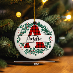Personalized Christmas Ornaments with Name Monogram Initial Letter Christmas Ceramic Ornament Xmas Tree Decoration Gifts
