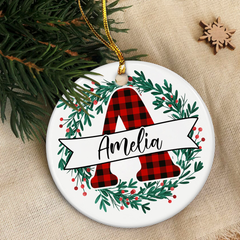 Personalized Christmas Ornaments with Name Monogram Initial Letter Christmas Ceramic Ornament Xmas Tree Decoration Gifts