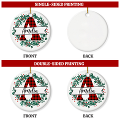 Personalized Christmas Ornaments with Name Monogram Initial Letter Christmas Ceramic Ornament Xmas Tree Decoration Gifts