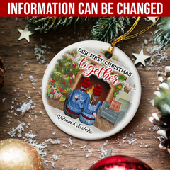 Personalized First Christmas Ornament 2023-1st Christmas Together Ceramic Ornaments for Newly Couples - Hanging Xmas Tree Decorations