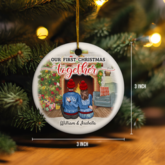 Personalized First Christmas Ornament 2023-1st Christmas Together Ceramic Ornaments for Newly Couples - Hanging Xmas Tree Decorations