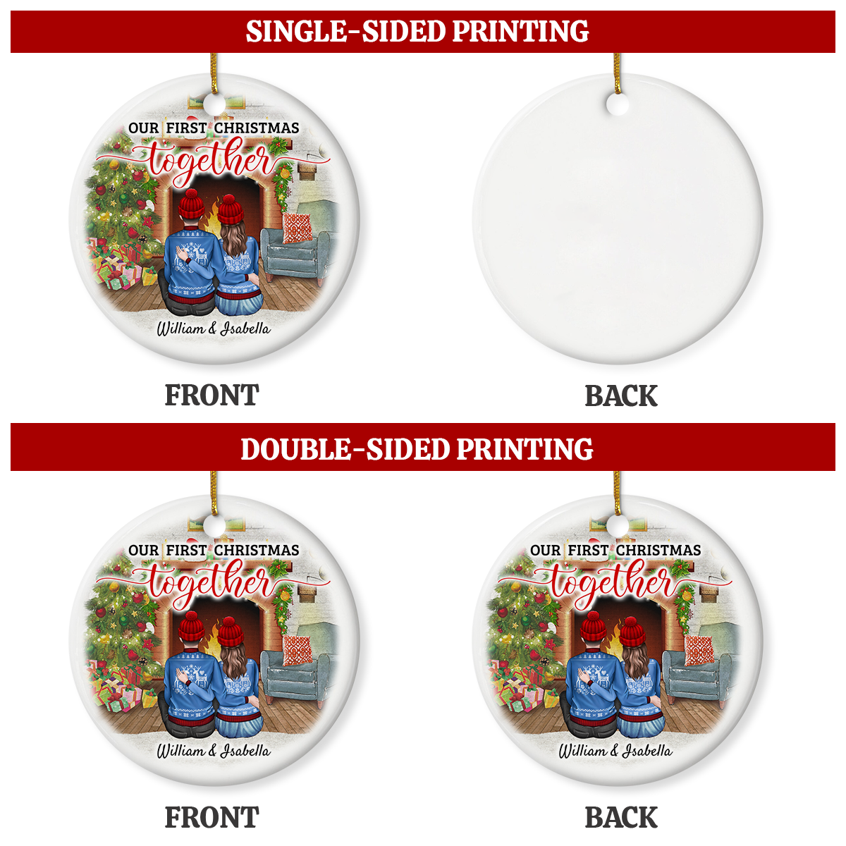 Personalized First Christmas Ornament 2023-1st Christmas Together Ceramic Ornaments for Newly Couples - Hanging Xmas Tree Decorations