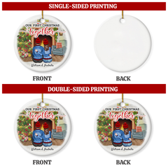 Personalized First Christmas Ornament 2023-1st Christmas Together Ceramic Ornaments for Newly Couples - Hanging Xmas Tree Decorations