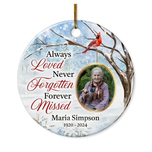 Personalized Memorial Ornaments Custom Photo Picture Always Loved Ceramic Ornament Christmas Sympathy Remembrance Keepsake Lost Loved One Gifts Xmas Tree Decorations