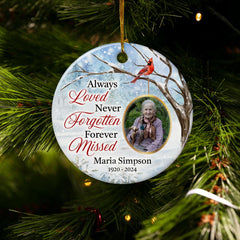 Personalized Memorial Ornaments Custom Photo Picture Always Loved Ceramic Ornament Christmas Sympathy Remembrance Keepsake Lost Loved One Gifts Xmas Tree Decorations