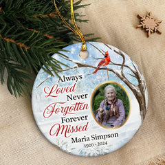 Personalized Memorial Ornaments Custom Photo Picture Always Loved Ceramic Ornament Christmas Sympathy Remembrance Keepsake Lost Loved One Gifts Xmas Tree Decorations