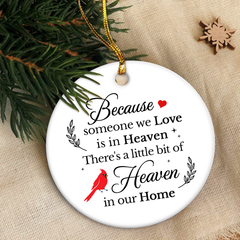 Personalized Memorial Ornaments Because Someone We Love is in Heaven Double Sided Ceramic Christmas Ornament Custom Photo Picture Sympathy Remembrance Keepsake Loss Loved Ones Gifts