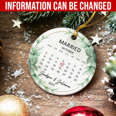 Personalized First Christmas Married Ornament Couple Christmas Double Sided Ceramic Ornaments with Photo Picture Wedding Marriage Custom Gift for Couple Newlywed Xmas Tree Decorations