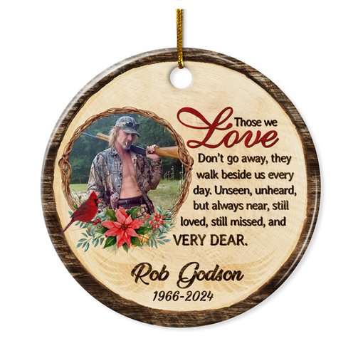 Personalized Memorial Ornaments Those We Love Don't Go Away Christmas Ceramic Ornament Custom Photo Picture Bereavement Remembrance Sympathy Keepsake Loss Loved Ones Gifts Xmas Tree Decorations