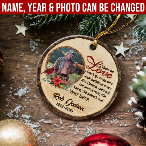 Personalized Memorial Ornaments Those We Love Don't Go Away Christmas Ceramic Ornament Custom Photo Picture Bereavement Remembrance Sympathy Keepsake Loss Loved Ones Gifts Xmas Tree Decorations