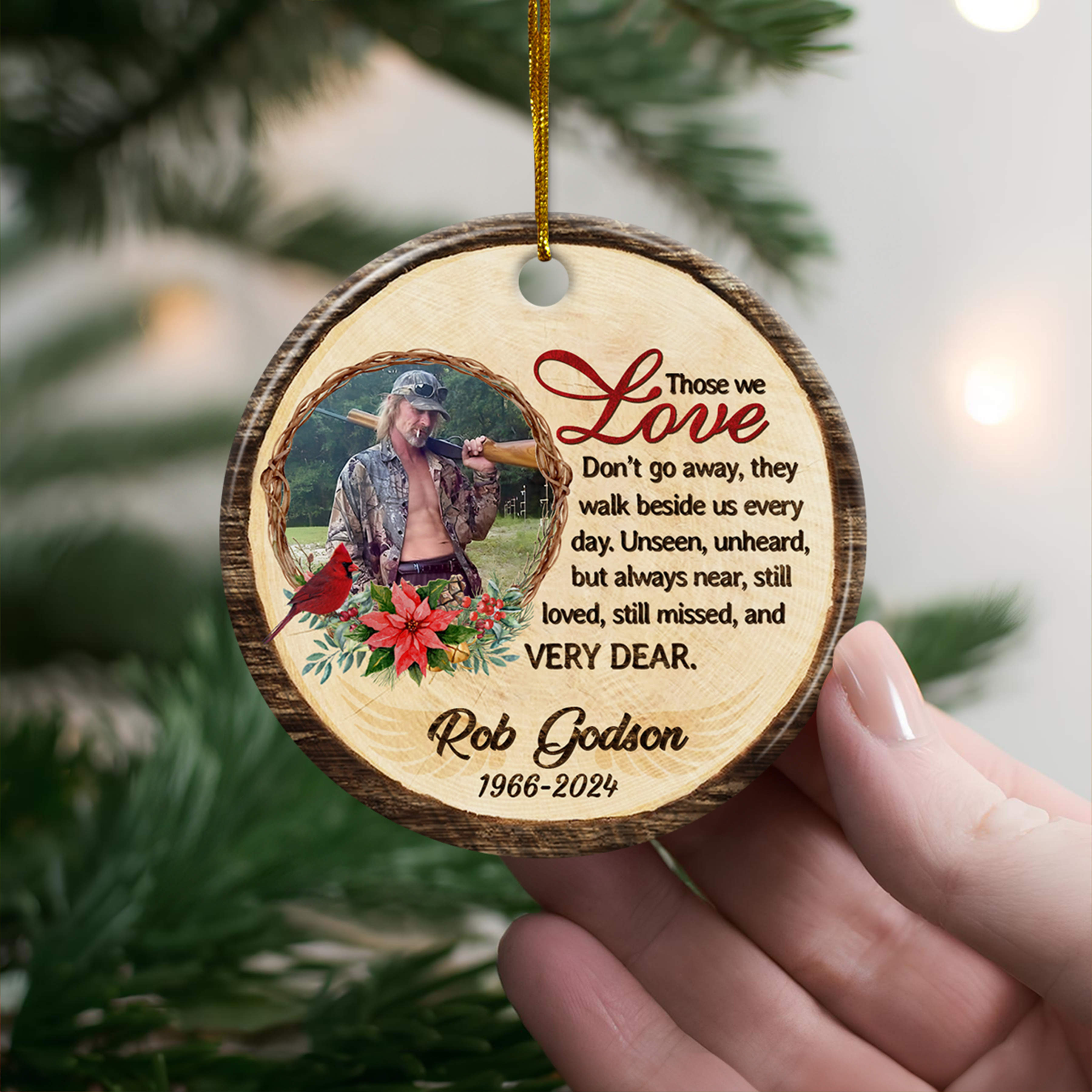 Personalized Memorial Ornaments Those We Love Don't Go Away Christmas Ceramic Ornament Custom Photo Picture Bereavement Remembrance Sympathy Keepsake Loss Loved Ones Gifts Xmas Tree Decorations