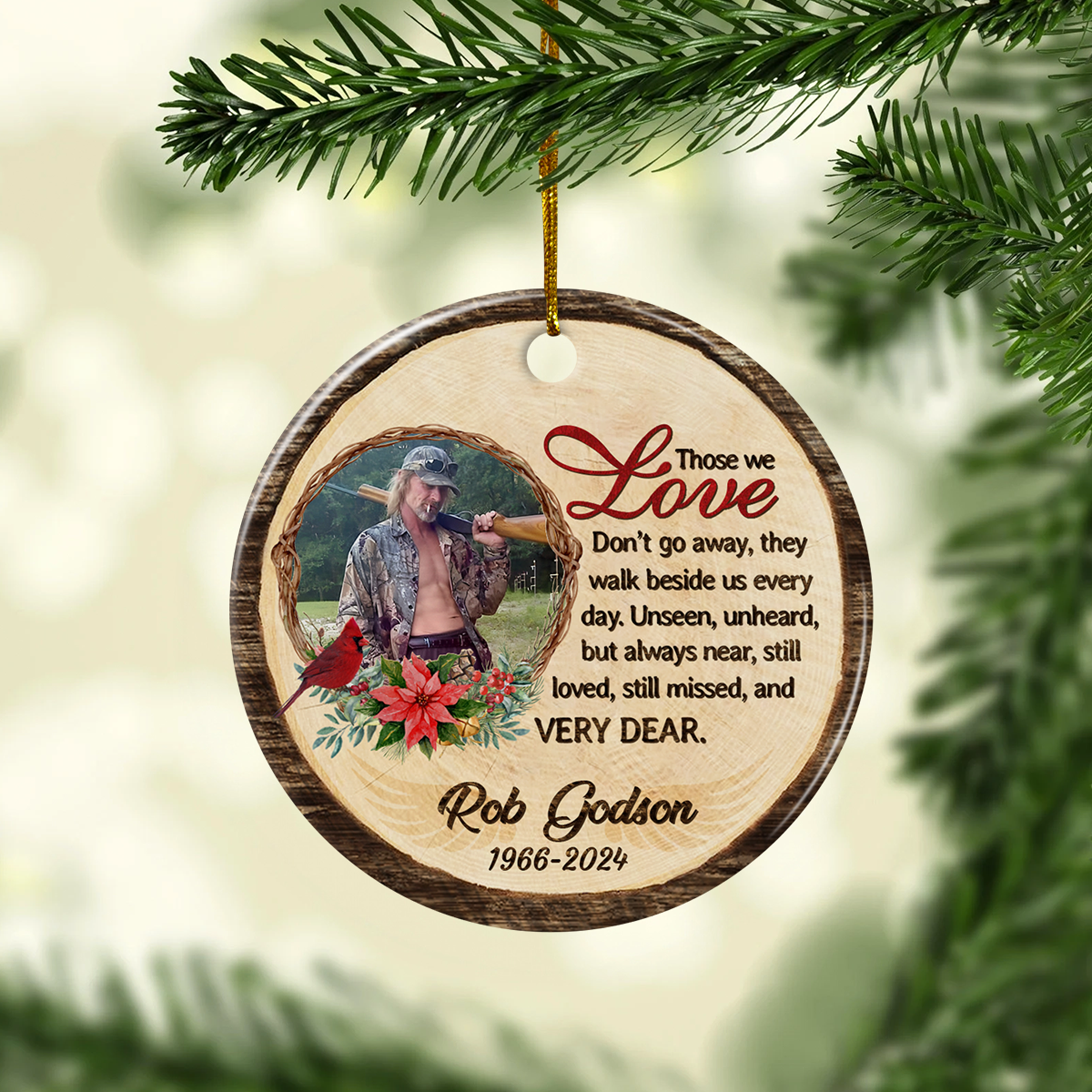 Personalized Memorial Ornaments Those We Love Don't Go Away Christmas Ceramic Ornament Custom Photo Picture Bereavement Remembrance Sympathy Keepsake Loss Loved Ones Gifts Xmas Tree Decorations