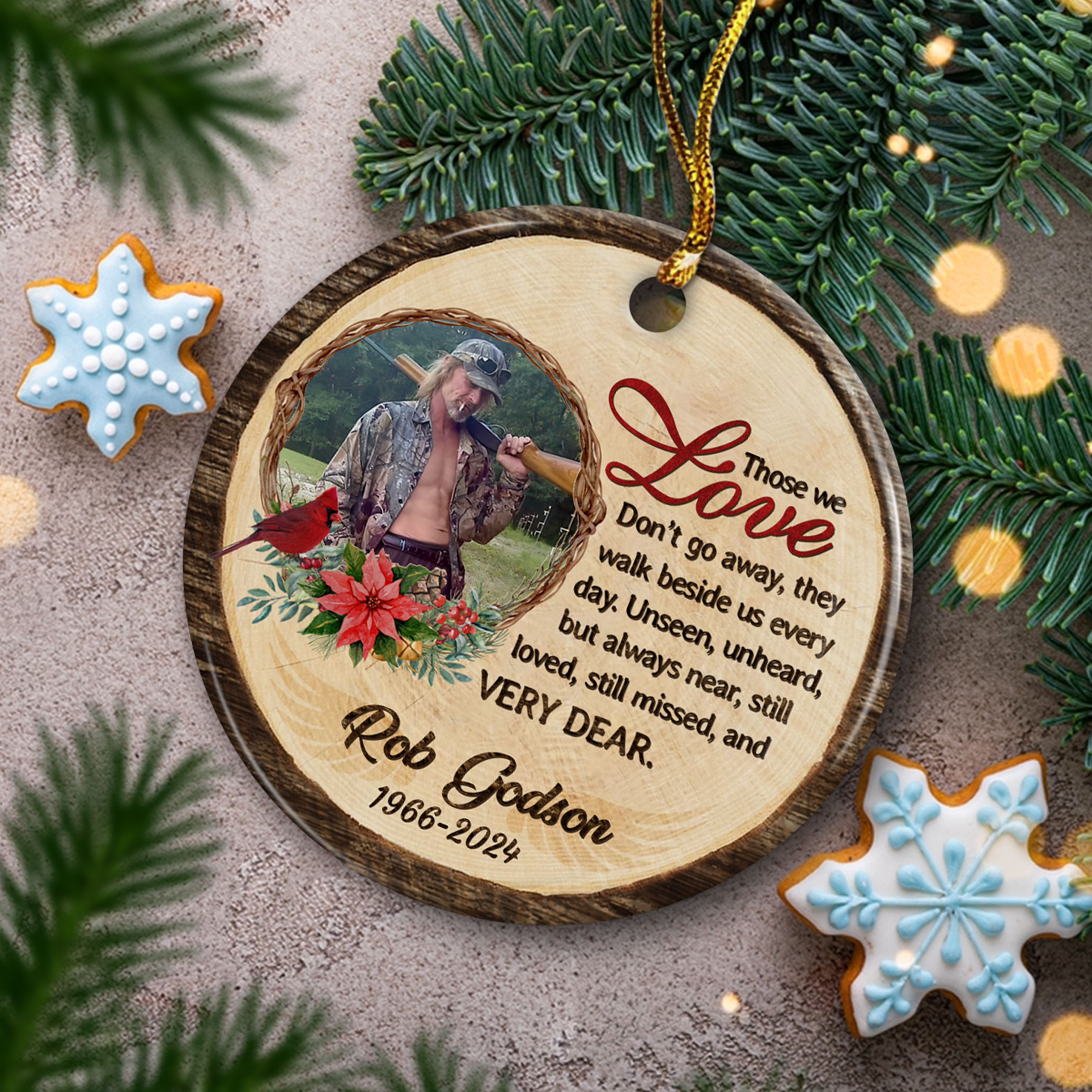 Personalized Memorial Ornaments Those We Love Don't Go Away Christmas Ceramic Ornament Custom Photo Picture Bereavement Remembrance Sympathy Keepsake Loss Loved Ones Gifts Xmas Tree Decorations