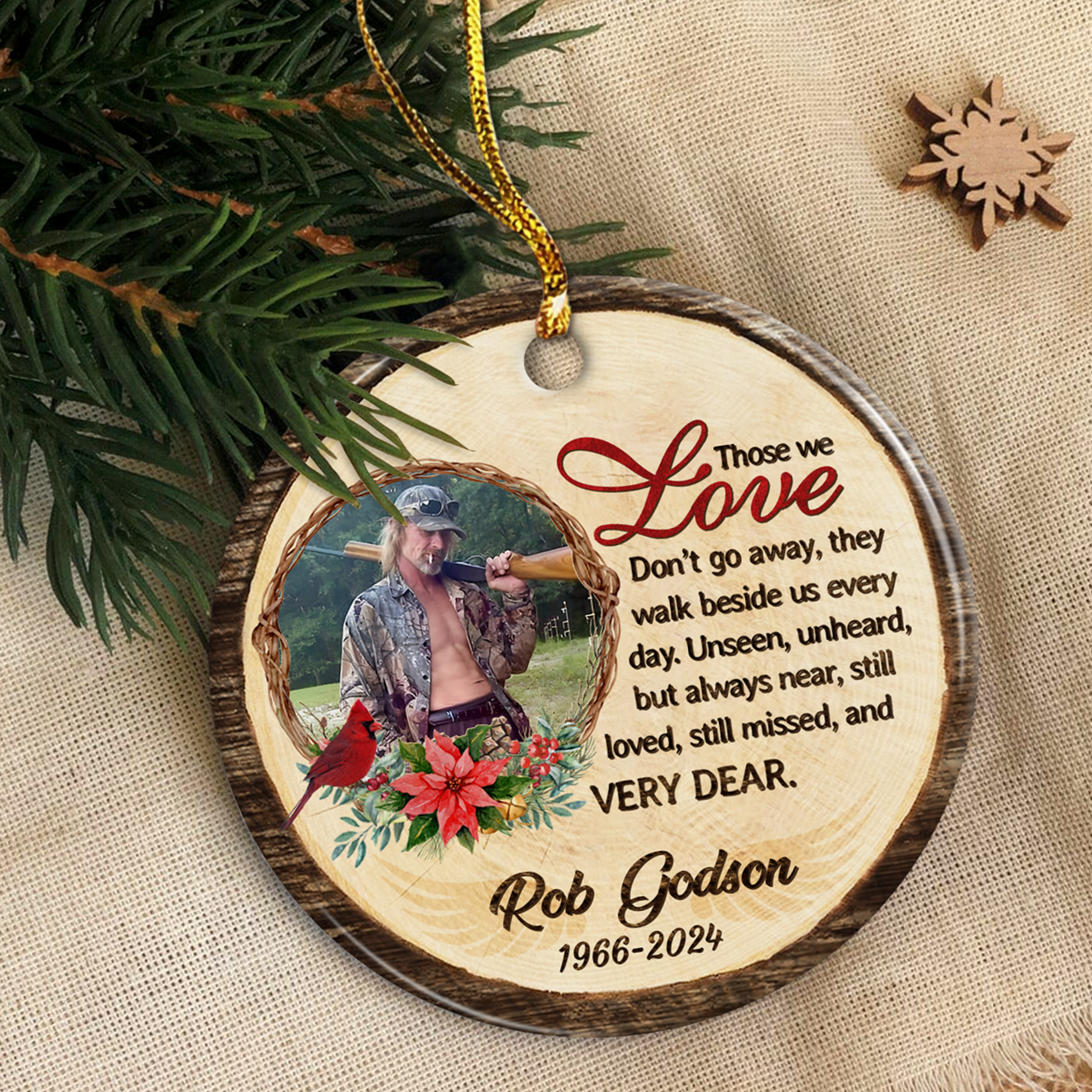 Personalized Memorial Ornaments Those We Love Don't Go Away Christmas Ceramic Ornament Custom Photo Picture Bereavement Remembrance Sympathy Keepsake Loss Loved Ones Gifts Xmas Tree Decorations