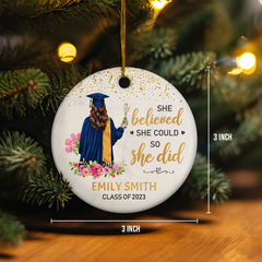 Personalized Graduation Christmas Ornament Class of 2024 Graduate Ceramic Ornaments Graduation Keepsake Gifts Xmas Tree Decorations