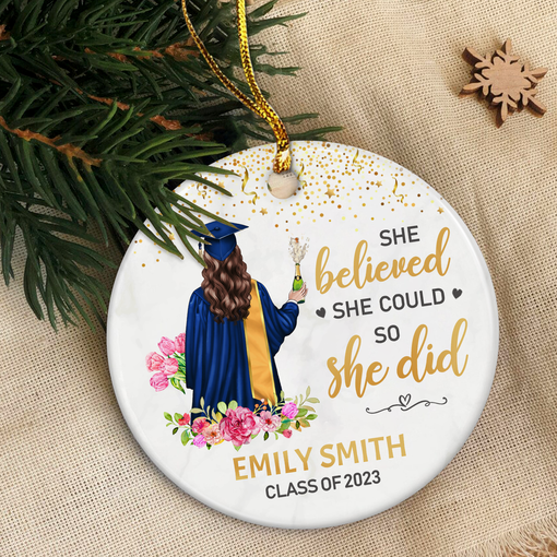 Personalized Graduation Christmas Ornament Class of 2024 Graduate Ceramic Ornaments Graduation Keepsake Gifts Xmas Tree Decorations