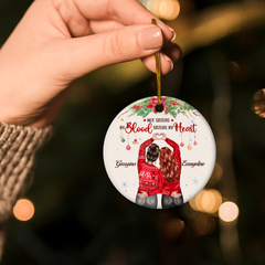 Personalized Best Friend Ornament - Not Sisters by Blood But Sisters by Hearts Christmas Ceramic Ornaments Friendship Ornament Gifts for Bestie BFF Soul Sister Hanging Xmas Tree Decor