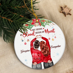 Personalized Best Friend Ornament - Not Sisters by Blood But Sisters by Hearts Christmas Ceramic Ornaments Friendship Ornament Gifts for Bestie BFF Soul Sister Hanging Xmas Tree Decor