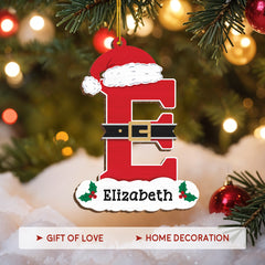 Personalized Christmas Ornament - Custom Intial with Name Shaped Wooden Ornament, Monogram Alphabet Christmas Hanging Decor Keepsake Gift for Women Men Friends Family