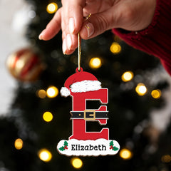 Personalized Christmas Ornament - Custom Intial with Name Shaped Wooden Ornament, Monogram Alphabet Christmas Hanging Decor Keepsake Gift for Women Men Friends Family