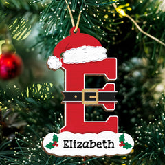 Personalized Christmas Ornament - Custom Intial with Name Shaped Wooden Ornament, Monogram Alphabet Christmas Hanging Decor Keepsake Gift for Women Men Friends Family