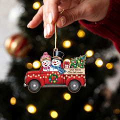 Personalized First Christmas Married Ornament - Custom Red Truck Shaped Wooden Ornament, Newlywed Christmas Ornament, Gifts For Couple Bride Groom