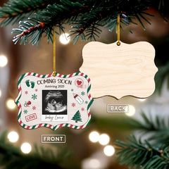 Personalized Baby's First Christmas Ornament - Custom Sonogram Picture Wooden Ornament, Ultrasound Photo Frame, Gift for Pregnancy New Mom