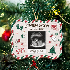 Personalized Baby's First Christmas Ornament - Custom Sonogram Picture Wooden Ornament, Ultrasound Photo Frame, Gift for Pregnancy New Mom