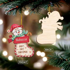 Personalized Baby's First Christmas Ornament - Custom Baby Name Wooden Ornament, Boy Girl Collectible Keepsake, Gift for New Mom, Parents, Newborn Baby Boys Girls