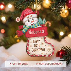 Personalized Baby's First Christmas Ornament - Custom Baby Name Wooden Ornament, Boy Girl Collectible Keepsake, Gift for New Mom, Parents, Newborn Baby Boys Girls