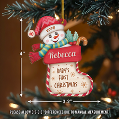 Personalized Baby's First Christmas Ornament - Custom Baby Name Wooden Ornament, Boy Girl Collectible Keepsake, Gift for New Mom, Parents, Newborn Baby Boys Girls