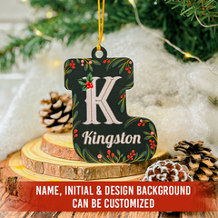 Personalized Christmas Ornament - Custom Monogram with Name Wooden Ornament, Christmas Hanging Decor Keepsake Gift for Women Men Friends Family