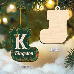 Personalized Christmas Ornament - Custom Monogram with Name Wooden Ornament, Christmas Hanging Decor Keepsake Gift for Women Men Friends Family