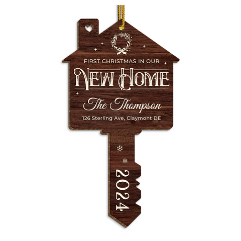 Personalized New Home Ornament - Custom Shaped Wooden Ornament, First Christmas in Our New Home Christmas Ornament, Gifts for Family, Housewarming