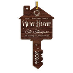Personalized New Home Ornament - Custom Shaped Wooden Ornament, First Christmas in Our New Home Christmas Ornament, Gifts for Family, Housewarming